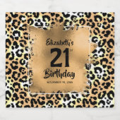 Leopard 21st Birthday Personalized Sparkling Wijnetiket (Enkel label)