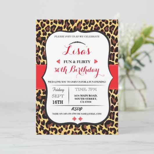 Leopard 30e 40e 50e 60e anniversaire Invitation de (Debout devant)