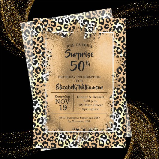 Leopard 50th Birthday Party Invitations