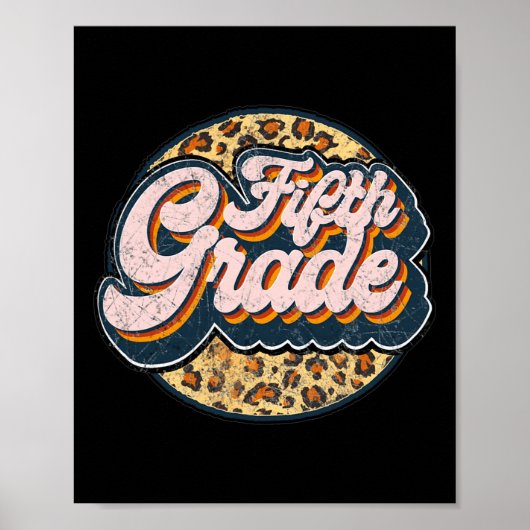 Leopard 5th Grade Terug naar Schoo Poster (Voorkant)