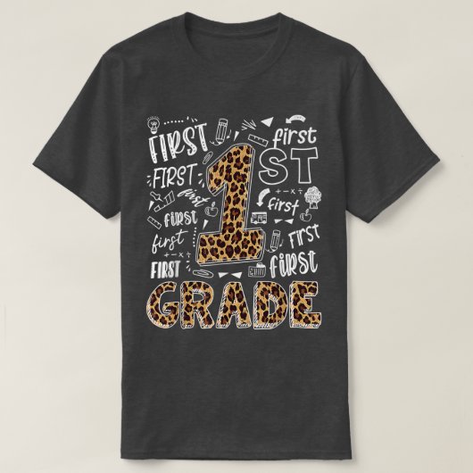 Leopard Afdrukken 1e graad Leraar Kind Terug naar  T-shirt (Design voorkant)