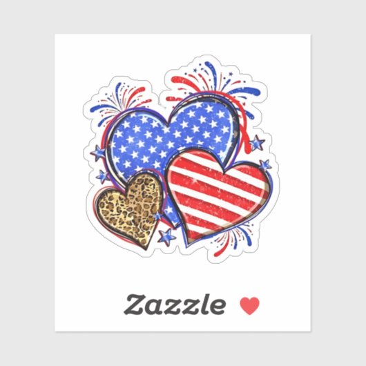 Leopard American Flag Heart 4 juli Verenigde State Sticker (Vel)