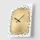 LEOPARD ANIMAAL PRINT GOLD BLACK SQUARE WALL CLOCK VIERKANTE KLOK (Hoek)