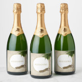 Leopard Animal Pattern Elegant Palm Party Sparkling Wijnetiket (Flessen)