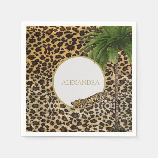 Leopard Animal Pattern Elegant Palm Personal Servet (Voorkant)