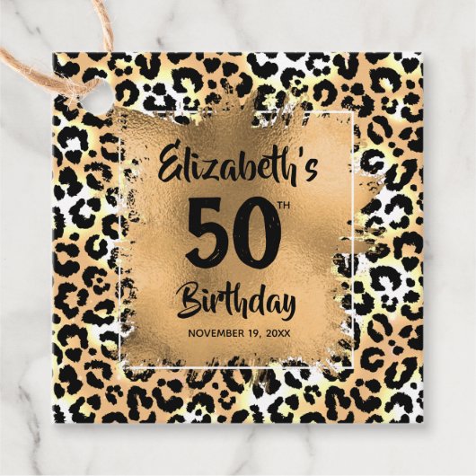 Leopard Animal Print 50th Birthday op maat Bedankjes Labels (Voorkant)