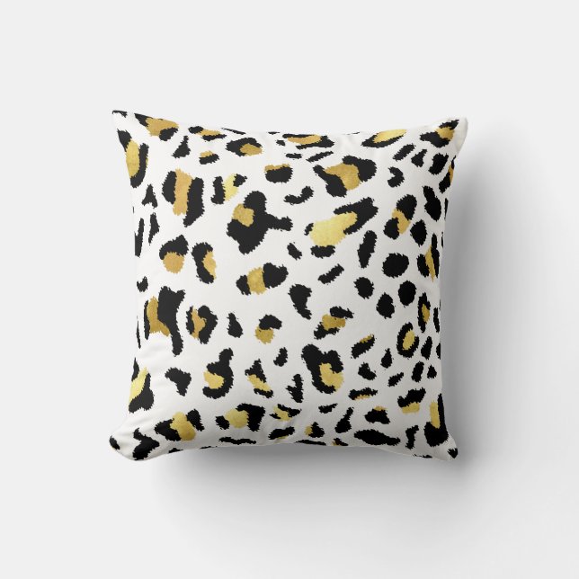 Leopard Animal Print Black en Gold Sierkussen. Kussen (Voorkant)