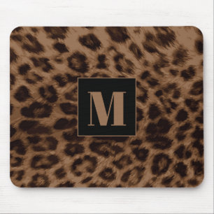 Leopard Animal Print Brown Black Chic Monogram Muismat