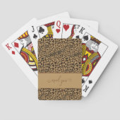 Leopard Animal Print Brown en Black Script Name Pokerkaarten (Achterkant)