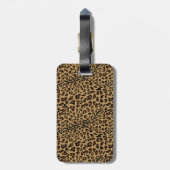Leopard Animal Print Bruin Elegant Script Naam Bagagelabel (Achterkant verticaal)