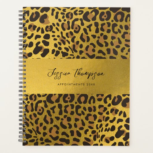 Leopard Animal Print Gold Foil Benoeming Book Planner (Voorkant)