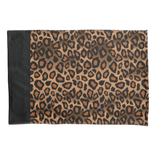 Leopard Animal Print in bruin en zwart Kussensloop (Voorkant)