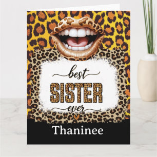 Leopard Animal Print Kaart voor Sister – Stijlvol