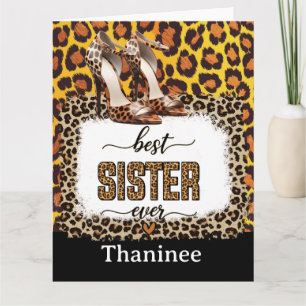 Leopard Animal Print Kaart voor Sister – Stijlvol
