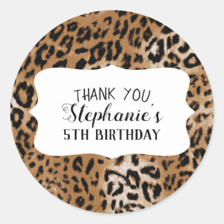 Leopard Animal Print Kids Birthday Party Ronde Sticker