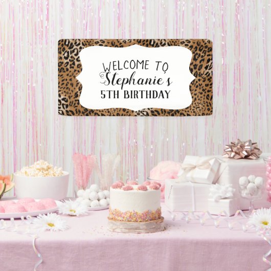 Leopard Animal Print Kids Birthday Party Spandoek (Feest)