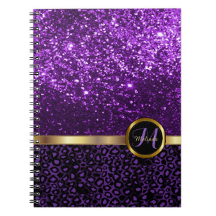 Leopard Animal Print met Paars Glitter Notitieboek