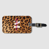 Leopard Animal Print Monogram Bagagelabel (Voorkant (horizontaal))
