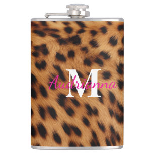 Leopard Animal Print Monogram Heupfles