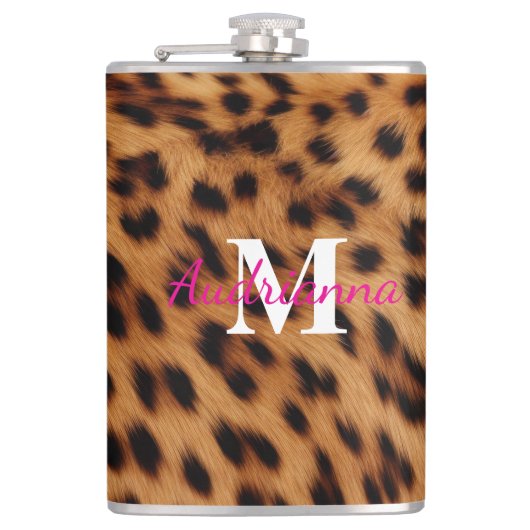 Leopard Animal Print Monogram Heupfles (Voorkant)