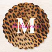 Leopard Animal Print Monogram Kartonnen Onderzetters (Voorkant)