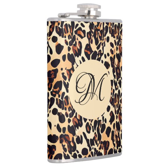 Leopard Animal Print Monogram Kolf Heupfles (Rechts)