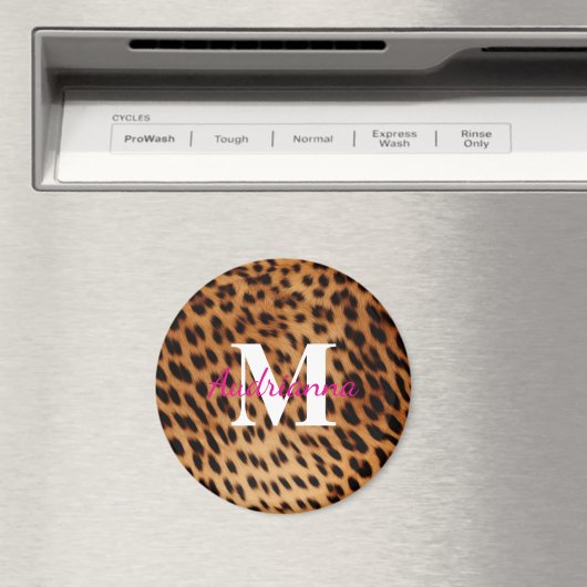 Leopard Animal Print Monogram Magneet (Insitu (Vaatwasser))