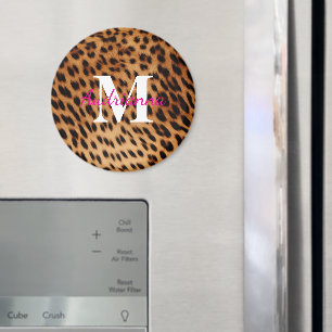 Leopard Animal Print Monogram Magneet