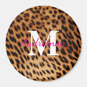 Leopard Animal Print Monogram Magneet (Voorkant)