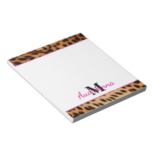 Leopard Animal Print Monogram Notitieblok