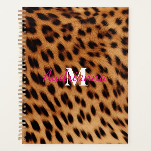Leopard Animal Print Monogram Planner (Voorkant)