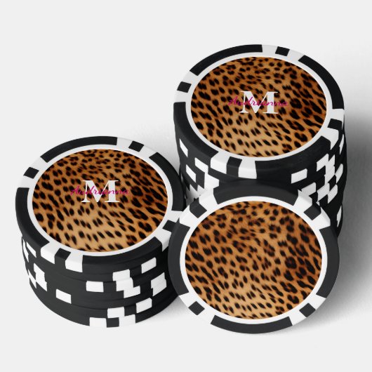 Leopard Animal Print Monogram Poker Chips (Opstapeling)