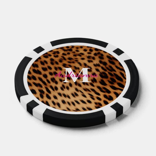 Leopard Animal Print Monogram Poker Chips (Enkel)