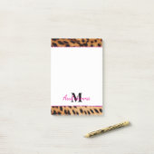 Leopard Animal Print Monogram Post-it® Notes (Op bureau)