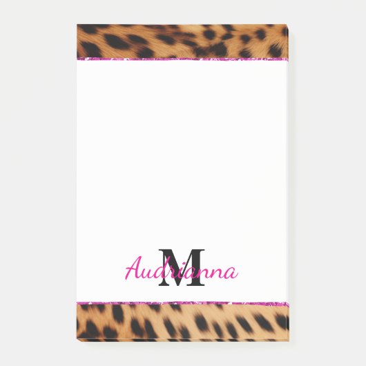 Leopard Animal Print Monogram Post-it® Notes (Voorkant)