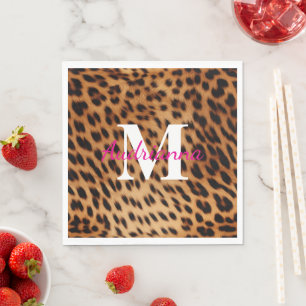 Leopard Animal Print Monogram Servet