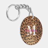 Leopard Animal Print Monogram Sleutelhanger (Voorkant Links)