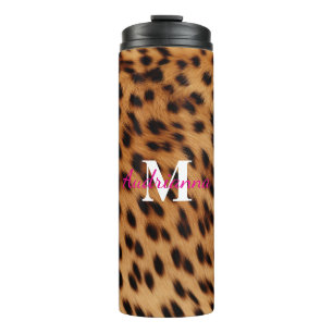 Leopard Animal Print Monogram Thermosbeker