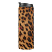 Leopard Animal Print Monogram Thermosbeker (Geroteerd rechts)