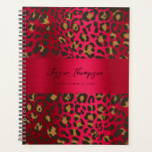 Leopard Animal Print Red Burgundy Metallic Planner (Voorkant)
