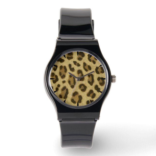Leopard Animal Print Skin Patroon Horloge (Voorkant)