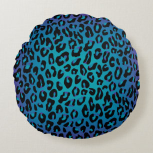 Leopard Animal Print Stijlvol Paars Ombre Rond Kussen