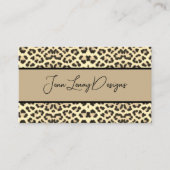Leopard Animal Print Zwart Beige Custom Visitekaartje (Voorkant)