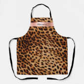 Leopard Animal Roos Pink Ribbon Naam Schort (Voorkant)