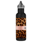 Leopard Animal Roos Pink Ribbon Naam Waterfles (Links)