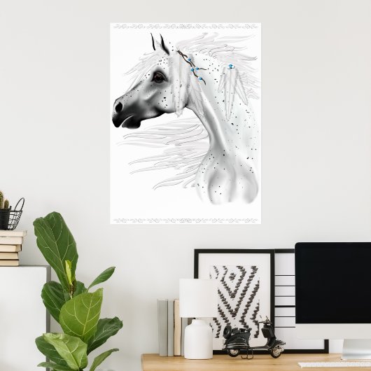 Leopard Appy and White Feathers Poster (Bureau à domicile)