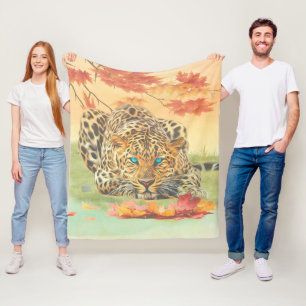 Leopard art fleece deken