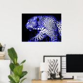 Leopard at Blue Night Poster Pop Art Wild Animaux (Bureau à domicile)