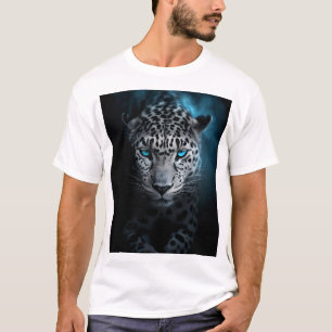 Leopard aux yeux bleus - T-shirt unique pour la fa