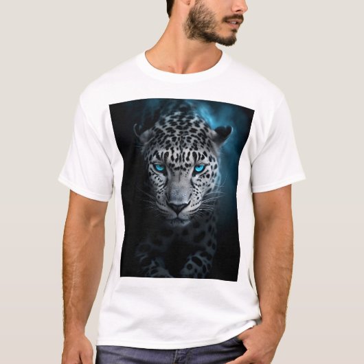 Leopard aux yeux bleus - T-shirt unique pour la fa (Devant)